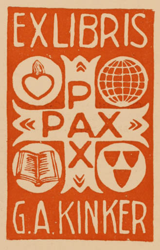 Exlibris by Karl Frech from Czech Republic for G. A. Kinker - Text/Writing 