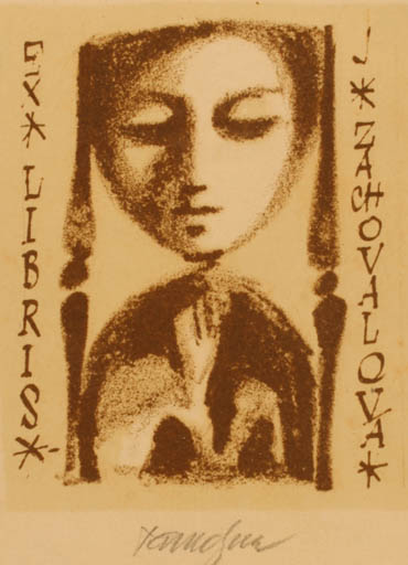 Exlibris by P Tamchyna from Czechoslovakia for Jitka Zachovalova - Portrait 
