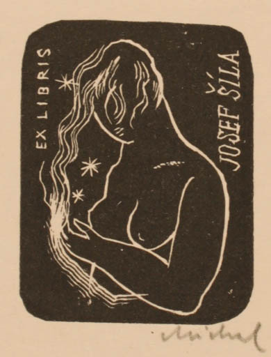 Exlibris by ? Michal from Czechoslovakia for Josef Sila - Woman 