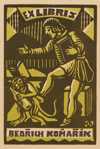 Exlibris by Karel Nemec from Czechoslovakia for Bedrich Konarik - Book Man 