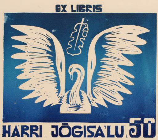 Exlibris by Lembit Lepp from Estonia for Harri Jögisalu - Bird 