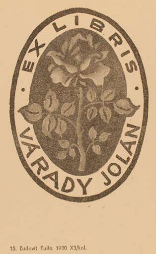 Exlibris by Ludovit Fulla from Czechoslovakia for Várady Jolan - Flower Flora 