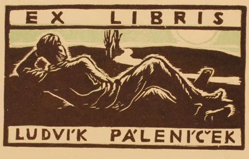 Exlibris by Karel Minar from Czech Republic for Ludvik Palenicek - Scenery/Landscape Man 