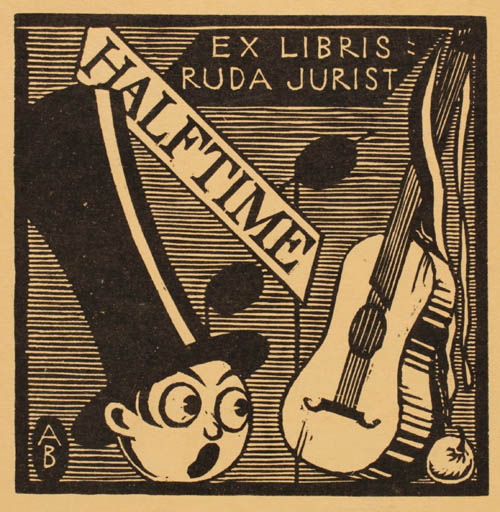 Exlibris by Antonin Burka from Czechoslovakia for Ruda Jurist - Music 