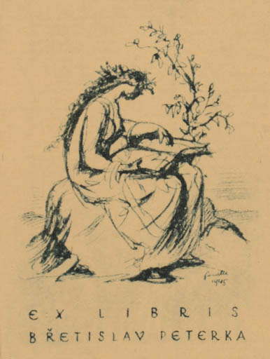 Exlibris by Frantisek Pavelka from Czechoslovakia for Bretislav Peterka - Book Woman 