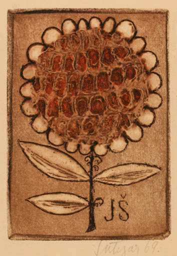 Exlibris by Jaroslav Sulc from Czechoslovakia for ? J.S. - Flower Flora 