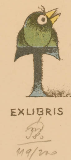 Exlibris by Jindrich Novak from Czechoslovakia for ? T - Bird 