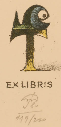 Exlibris by Jindrich Novak from Czechoslovakia for ? T - Fish 