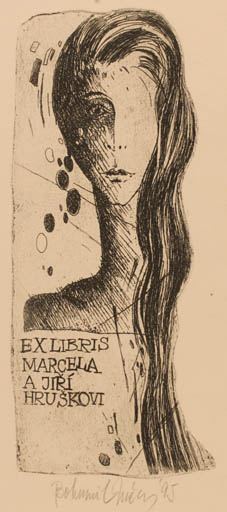Exlibris by ? Bohumil from Czechoslovakia for Marcela a Jiri Hruskovi - Woman 