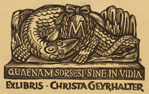 Exlibris by ? ? from Czechoslovakia for Christa Geyrhalter - Fable Animal 