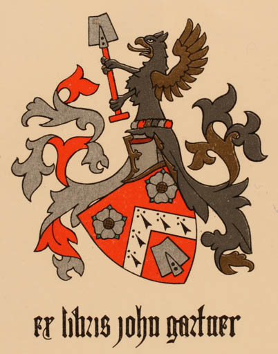 Exlibris by Zdenko G. Alexy from Czech Republic for John Gartner - Heraldry 