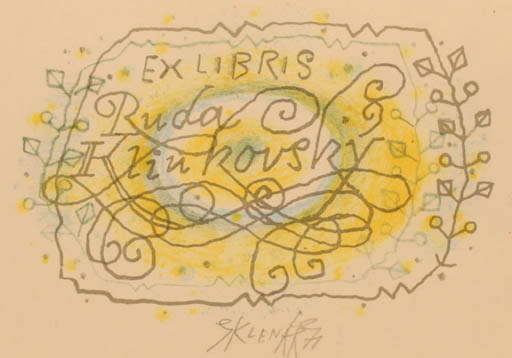 Exlibris by Zdenek Sklenar from Czechoslovakia for Ruda Klinkovsky - Abstract 