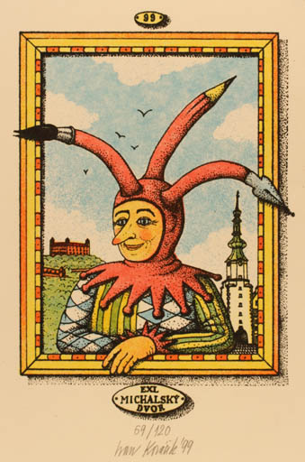 Exlibris by Ivan Kovácik from Czechoslovakia for Michalsky Dvor - Theater/Cirkus 