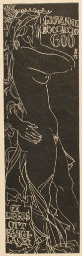 Exlibris by Evald Okas from Estonia for Ott Kangilaski - Woman Nude 