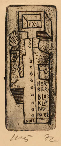 Exlibris by Vincas Kisarauskas from Lithuania for Herber Blokland - Abstract 