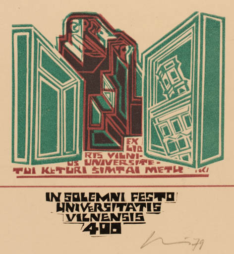 Exlibris by Vincas Kisarauskas from Lithuania for ? Vilnius Universitet - Abstract 