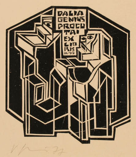 Exlibris by Vincas Kisarauskas from Lithuania for Dalia Procutai Genius - Abstract 