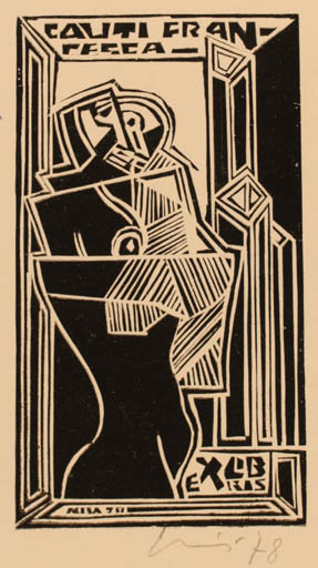 Exlibris by Vincas Kisarauskas from Lithuania for Cauti Francesca - Abstract 