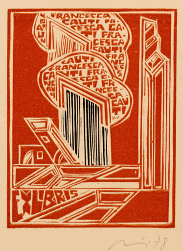 Exlibris by Vincas Kisarauskas from Lithuania for Cauti Francesca - Abstract Text/Writing 