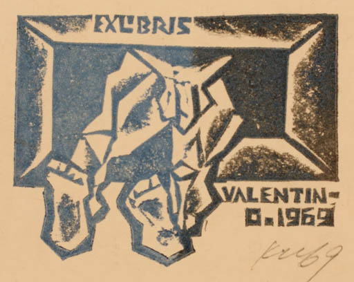 Exlibris by Vincas Kisarauskas from Lithuania for ? Valentino - Abstract 