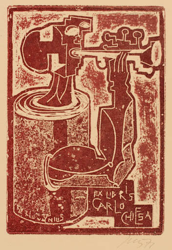 Exlibris by Vincas Kisarauskas from Lithuania for Carlo Chilsa - Abstract 