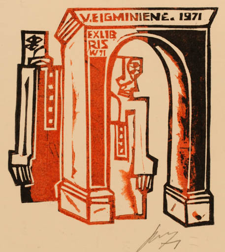 Exlibris by Vincas Kisarauskas from Lithuania for V Eigminiene - Abstract 