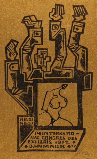 Exlibris by Vincas Kisarauskas from Lithuania for ? ? - Abstract Exlibris Congress 