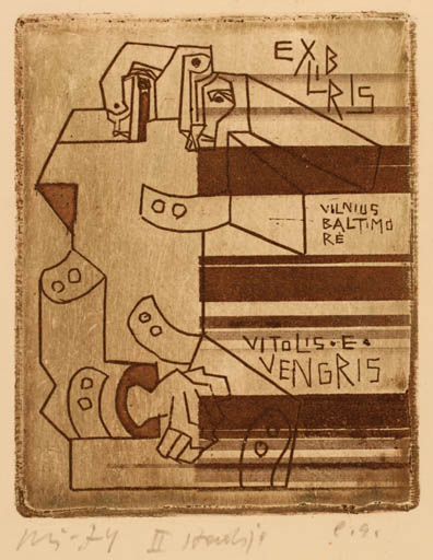 Exlibris by Vincas Kisarauskas from Lithuania for Vitolio Vengrio - Abstract 