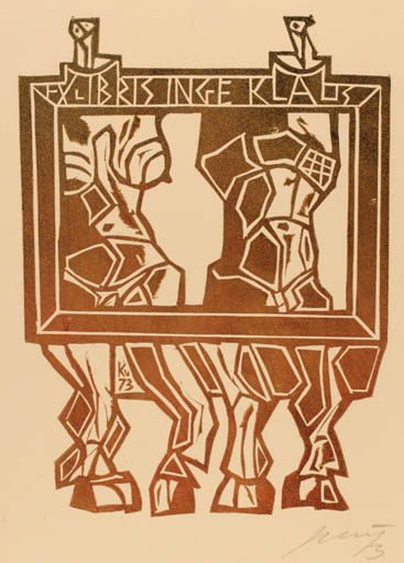 Exlibris by Vincas Kisarauskas from Lithuania for Klaus & Inge Rödel - Abstract 