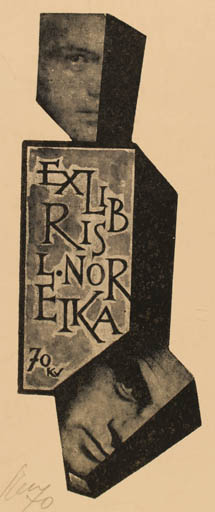 Exlibris by Vincas Kisarauskas from Lithuania for L Noreika - Portrait 