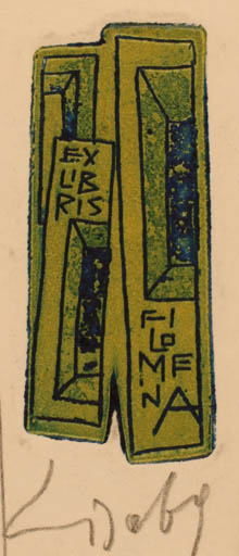 Exlibris by Vincas Kisarauskas from Lithuania for F.L. Lomena - Abstract 