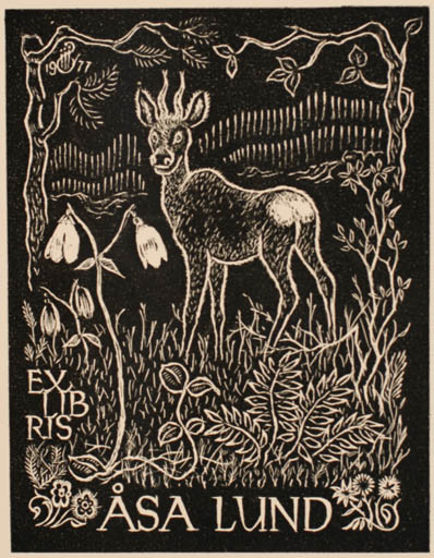 Exlibris by Yngve Forsblom from Sweden for Aasa Lund - Fauna 