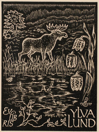 Exlibris by Yngve Forsblom from Sweden for Ylva Lund - Fauna Scenery/Landscape 