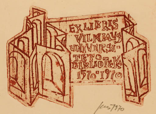 Exlibris by Vincas Kisarauskas from Lithuania for ? Vilnius Universitets Bibliotek - Abstract 