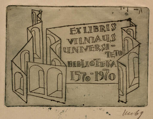 Exlibris by Vincas Kisarauskas from Lithuania for ? Vilnius Universitets Bibliotek - Architecture 