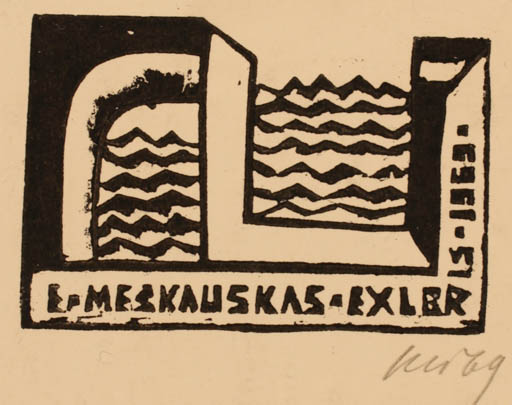 Exlibris by Vincas Kisarauskas from Lithuania for E Meskauskas - Abstract 