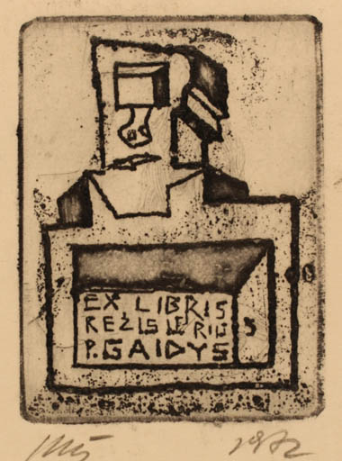 Exlibris by Vincas Kisarauskas from Lithuania for P Gaidys - Abstract 