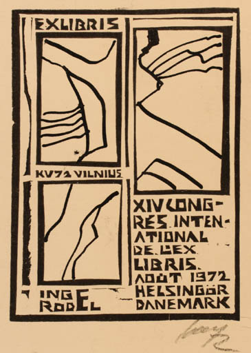 Exlibris by Vincas Kisarauskas from Lithuania for Inge Rödel - Abstract Exlibris Congress 