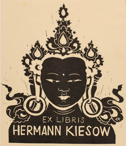 Exlibris by Jo Erich Kuhn from Sweden for Hermann Kiesow - Woman Oriental Portrait Religion 
