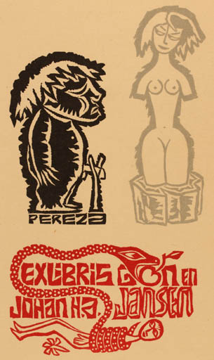 Exlibris by Julio Salvatierra from Italy for Gon & Johan H. A. Jansen - Erotica Ex Erotica 