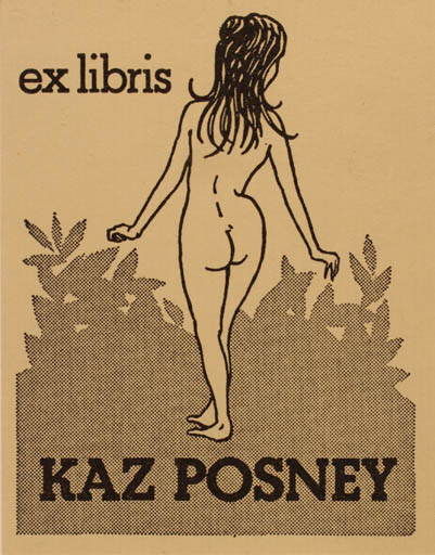 Exlibris by I Taggart from Australia for Kaz Posney - Woman Nude 