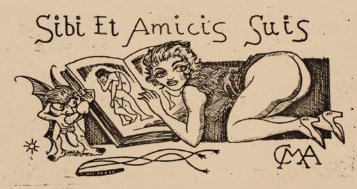 Exlibris by Juan V Botella from Spain for Carl M Astor - Erotica Ex Erotica 