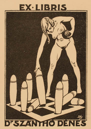 Exlibris by Rezsö Balozsfy from Hungary for Szántho Dr Dénes - Erotica Ex Erotica 