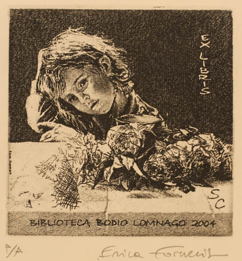 Exlibris by Erica Forneris from Italy for Biblioteca Bodio Lomnago - Child 