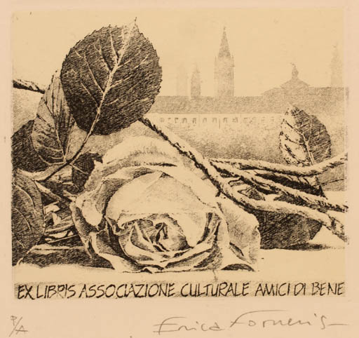 Exlibris by Erica Forneris from Italy for ? Associazione Culturale Amici Di Bene - Flower Flora 