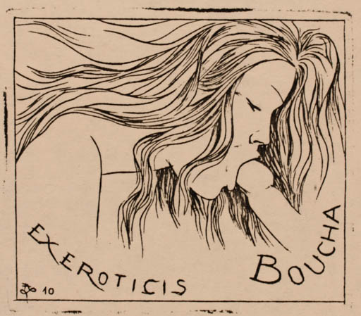 Exlibris by A Leprince from Belgium for J.P. Boucha - Erotica Ex Erotica 