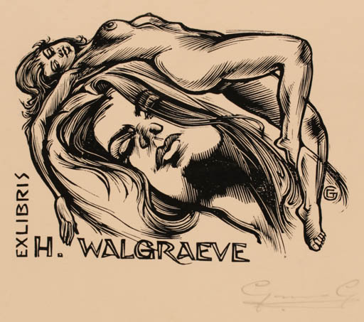 Exlibris by Gerard Gaudaen from Belgium for H. Walgraeve - Erotica Ex Erotica 