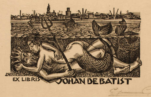 Exlibris by Gerard Gaudaen from Belgium for Johan de Batist - Erotica Ex Erotica 