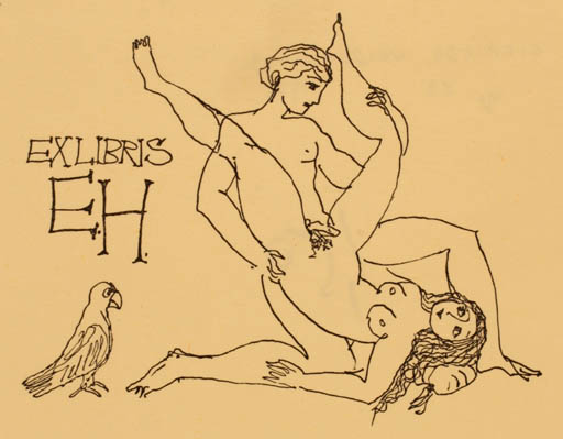 Exlibris by Elfriede Weidenhaus from Germany for ? E.H. - Erotica 