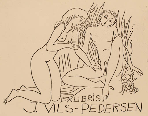 Exlibris by Elfriede Weidenhaus from Germany for Jørgen Vils Pedersen - Erotica 